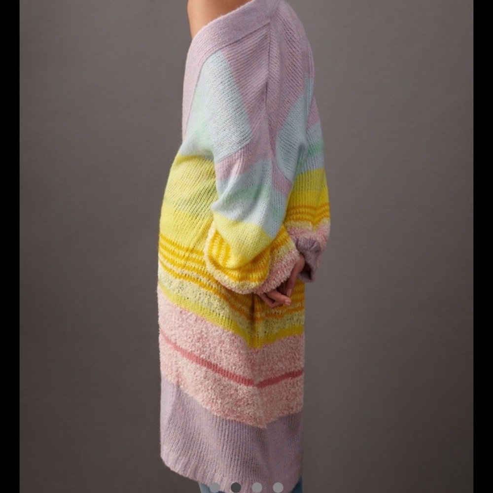 NWOT Anthropologie Kimmie Rainbow Ombré Duster Sweater One Size